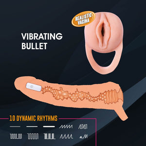Extendor+ - Flesh 2 Inch Vibrating Penis Extender and Stroker 1