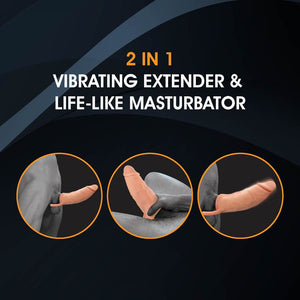Extendor+ - Flesh 2 Inch Vibrating Penis Extender and Stroker 1