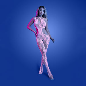 Glow Equilibrium Bodystocking - Glow In Dark Pink - OS