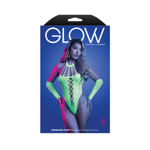 Glow Pressure Point Teddy - Glow In Dark Green - OS
