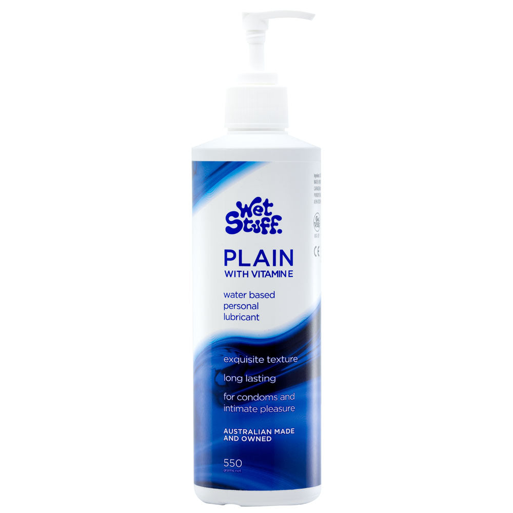 Wet Stuff Plain - Water Based Lubricant with Vitamin E - 550g Pump