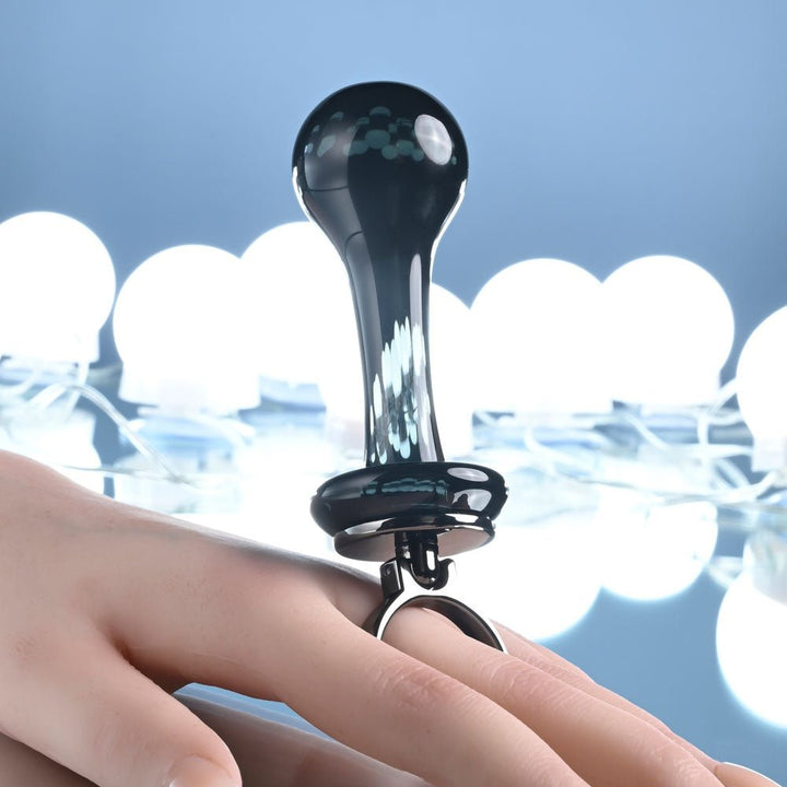 Gender X Blow Pop - Glass Plug with Ring Pull - Black