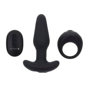 Gender X Teamwork - Black Rimming Butt Plug & Vibrating Cock Ring