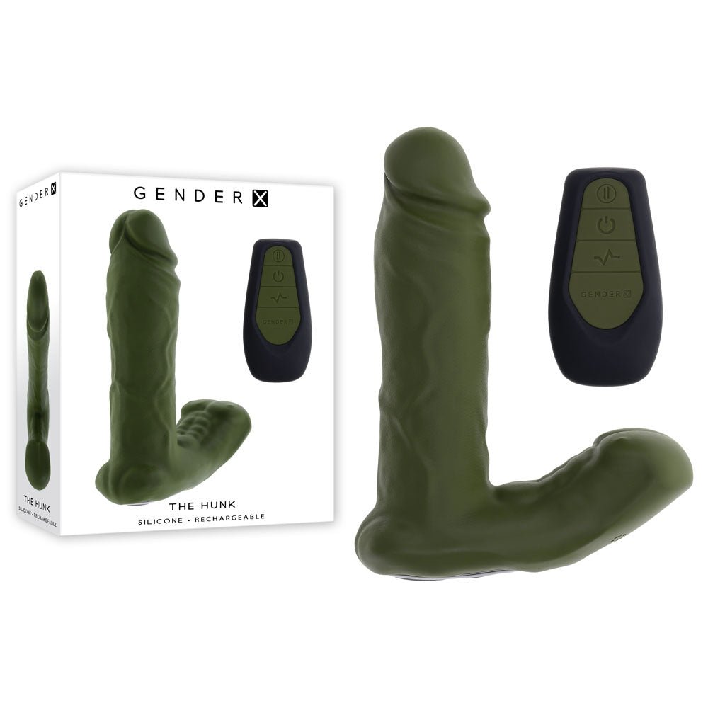 Gender X The Hunk - Thrusting Vibrator with Remote Control - Green