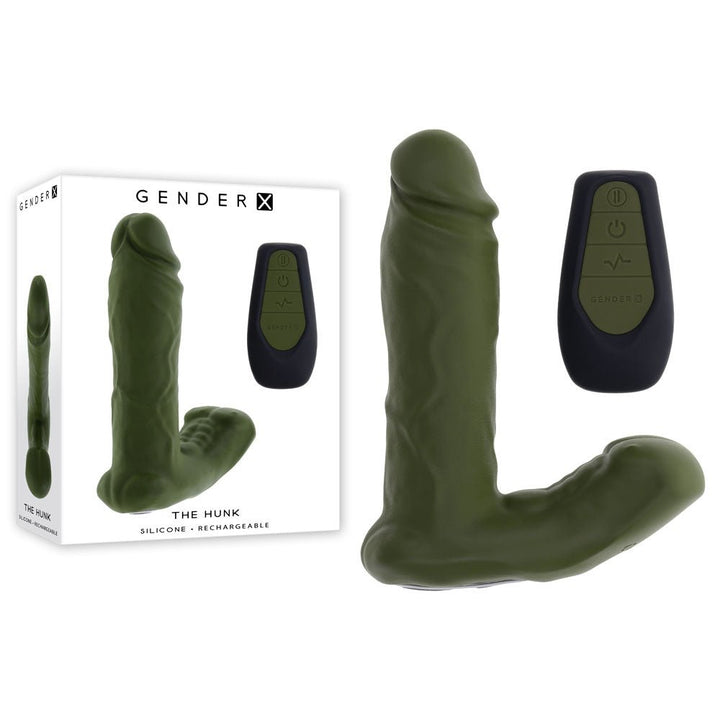 Gender X The Hunk - Thrusting Vibrator with Remote Control - Green