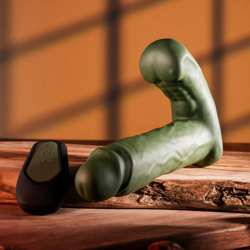 Gender X The Hunk - Thrusting Vibrator with Remote Control - Green
