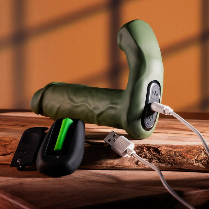 Gender X The Hunk - Thrusting Vibrator with Remote Control - Green