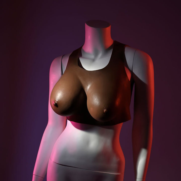 Gender X Undergarments - Brown Wearable Breasts Plate D-Cup - Dark