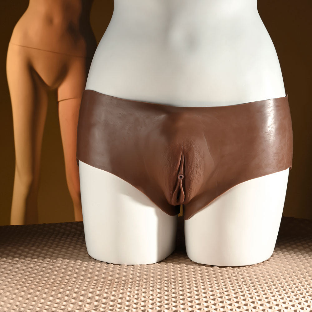 Gender X Undergarments - Brown Wearable Vagina Briefs - Dark