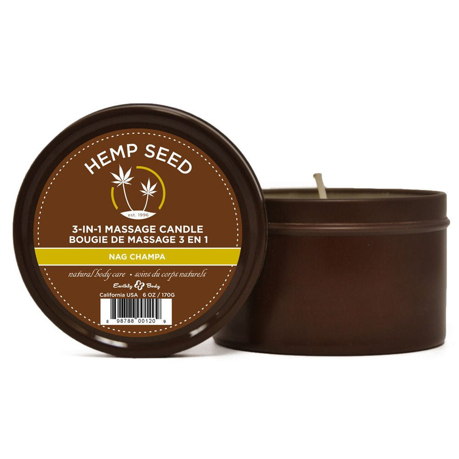 Earthy Body Hemp Seed 3-In-1 Massage Candle - Nag Champa Scent
