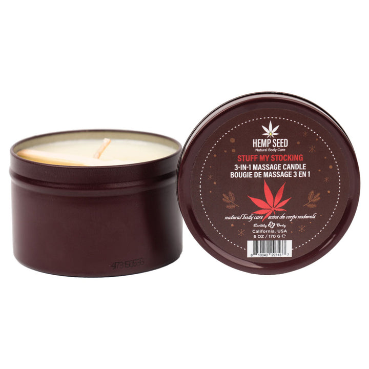 Hemp Seed 3-In-1 Massage Candle - Stuff My Stocking - Pomegranate, Charred Firewood, Brown Sugar - 170g