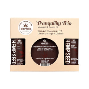 Earthly Body Hemp Seed Tranquility Trio - Kashmir Musk Scented Massage & Caress Kit - 3 Piece Kit