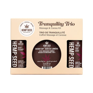 Earthly Body Hemp Seed Tranquility Trio - Skinny Dip Scented Massage & Caress Kit - 3 Piece Kit