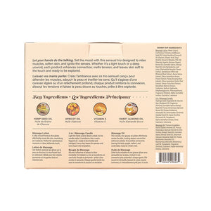 Earthly Body Hemp Seed Tranquility Trio - Skinny Dip Scented Massage & Caress Kit - 3 Piece Kit