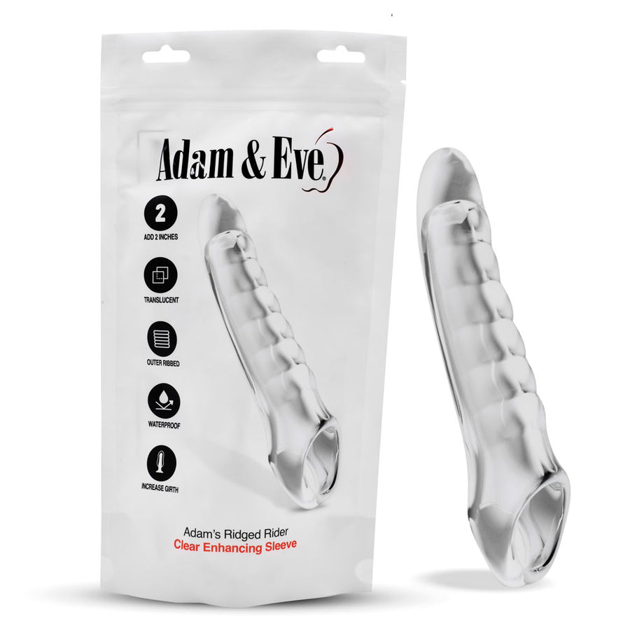 Adam & Eve Ridged Rider - Penis Extension Sleeve - Clear