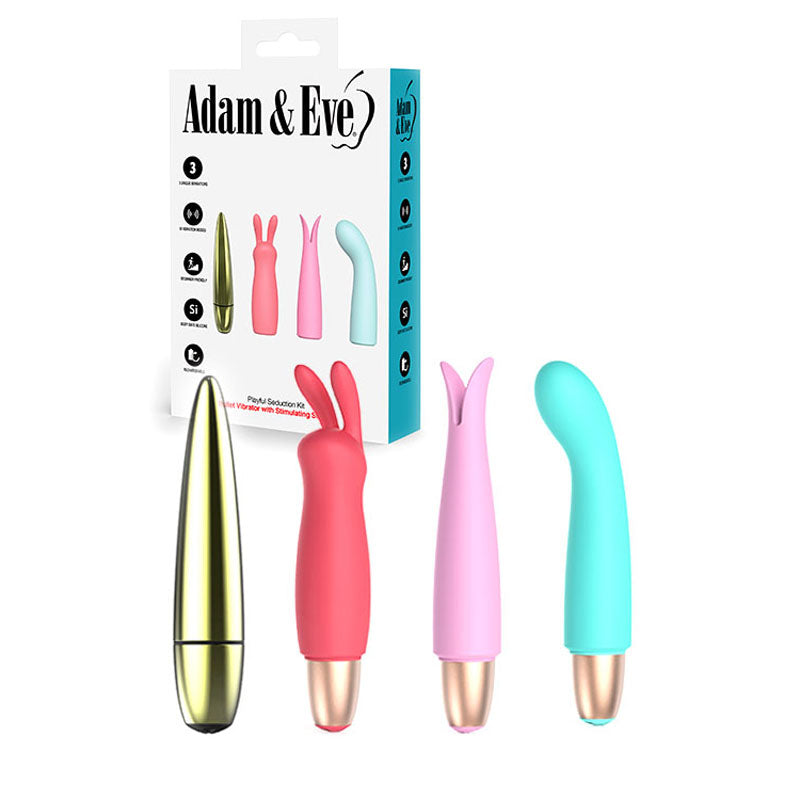 Adam & Eve Playful Seduction Kit - Vibrator With 3 Sleeves