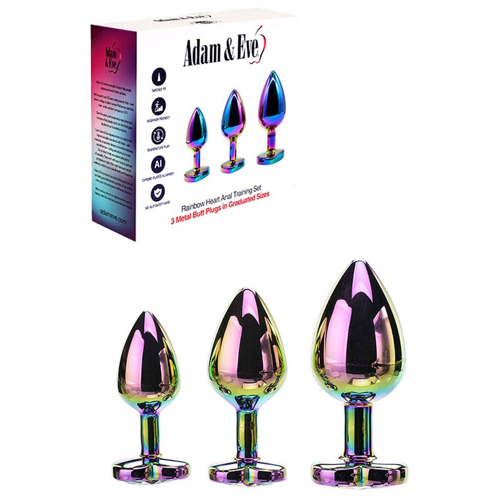 Adam & Eve Rainbow Heart Gem Anal Training Set - Multicoloured