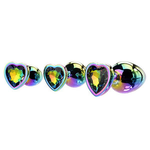Adam & Eve Rainbow Heart Gem Anal Training Set - Multicoloured