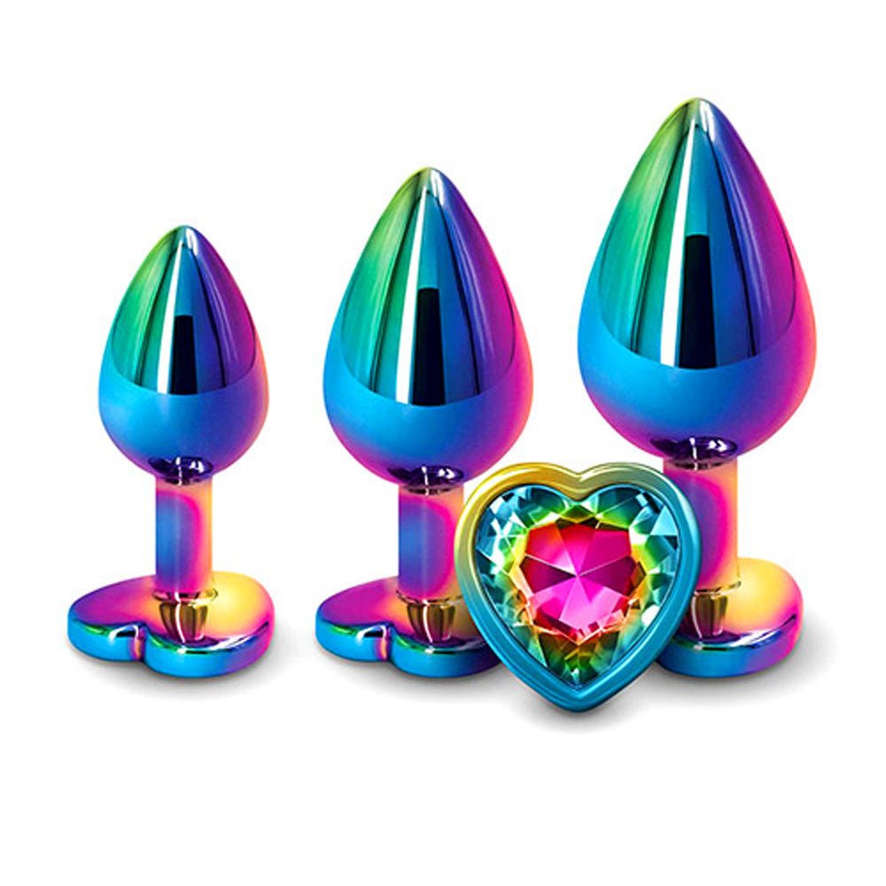 Adam & Eve Rainbow Heart Gem Anal Training Set - Multicoloured