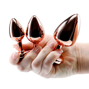 Adam & Eve Rose Gold Heart Gem Anal Training Set - Pink