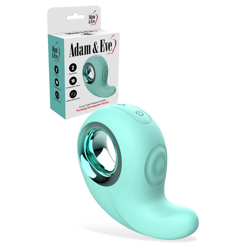 Adam & Eve Curvey Cutie Pleasure Combo - Tapping Stimulator - Teal