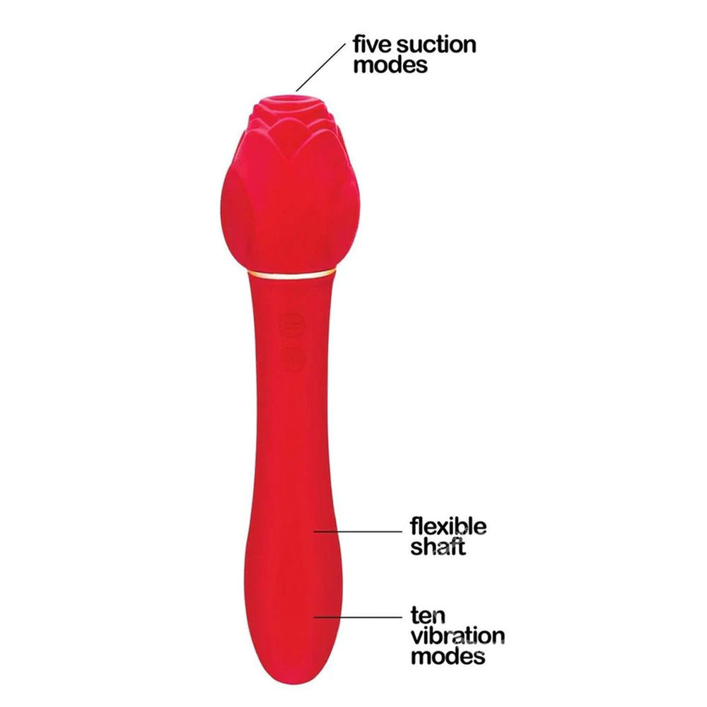 Wild Rose Suction Air Pulse Stimulator and Vibrator - Red