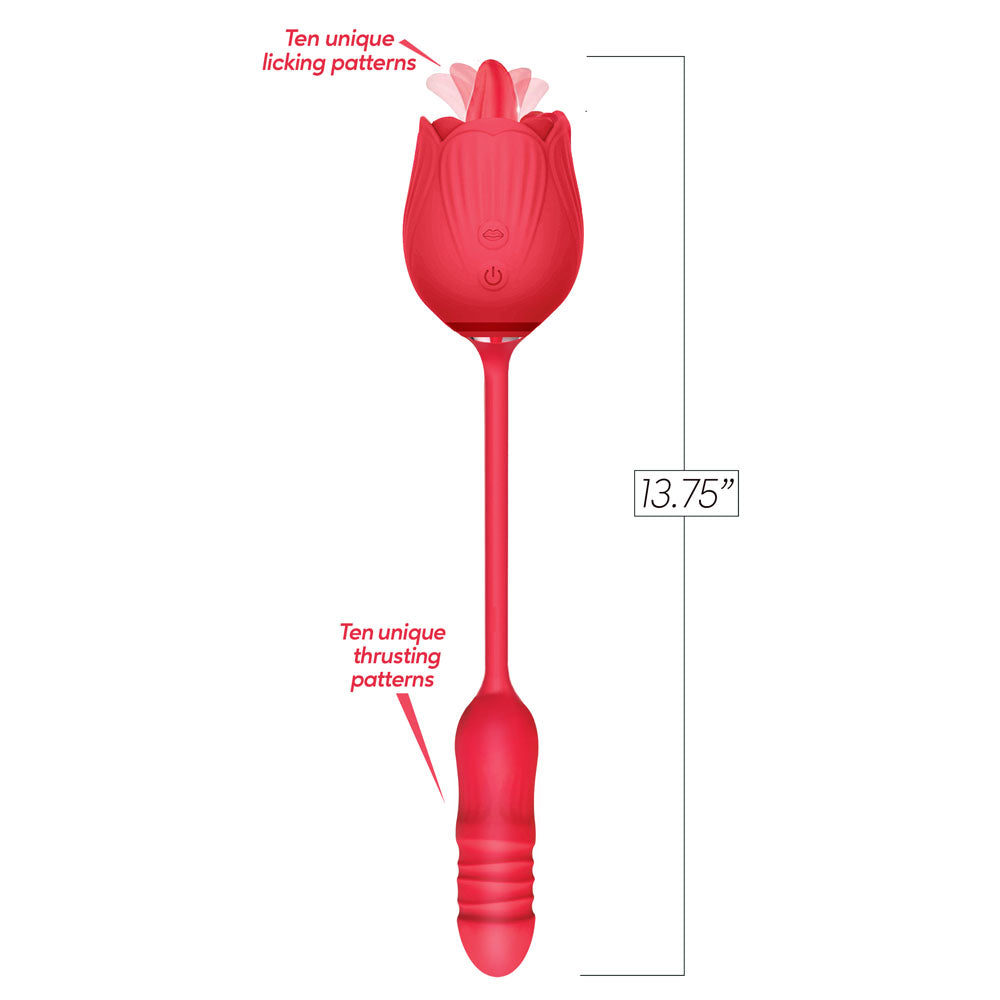 Wild Rose Lick & Thrust - Air Pulse Stimulator and Vibrator - Red