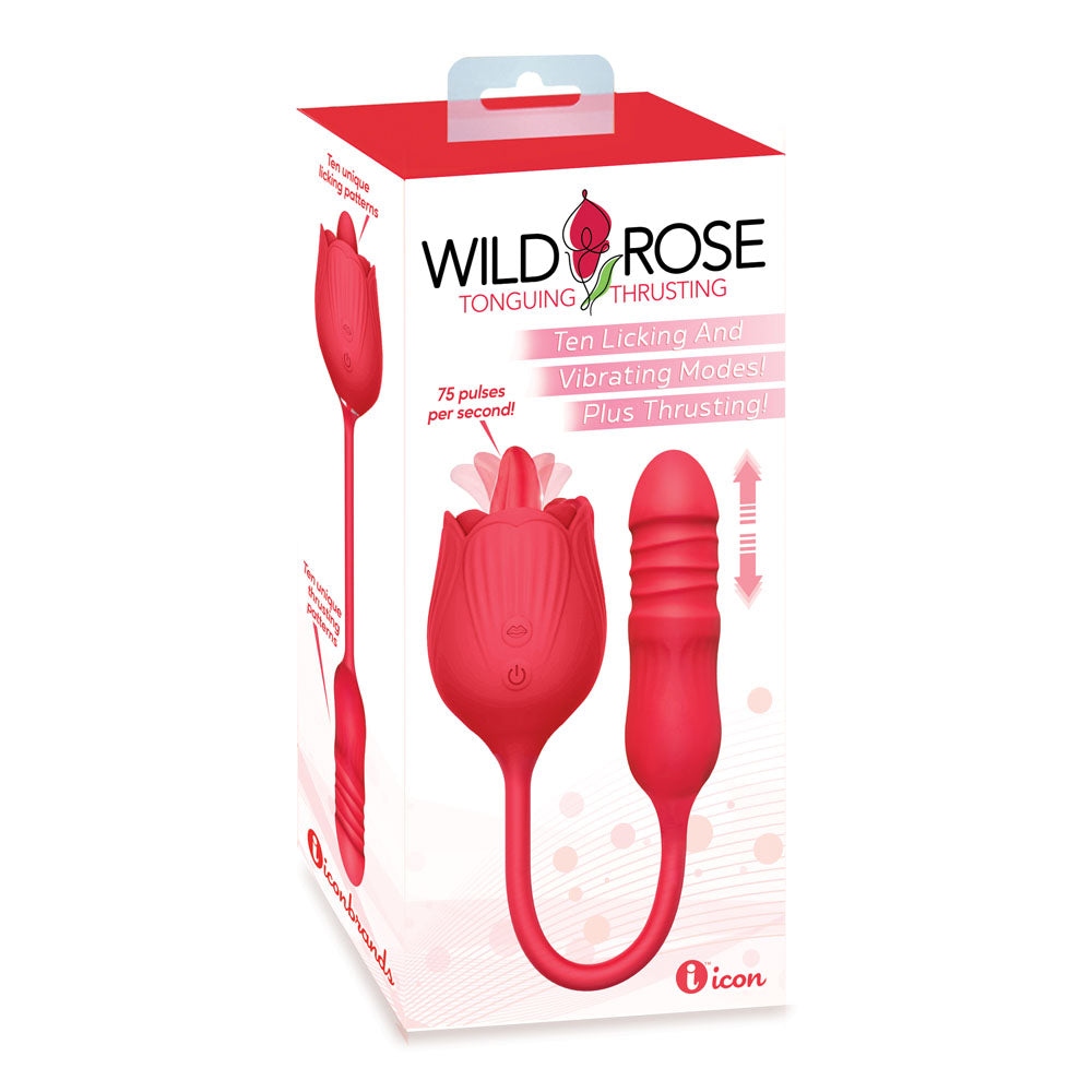 Wild Rose Lick & Thrust - Air Pulse Stimulator and Vibrator - Red