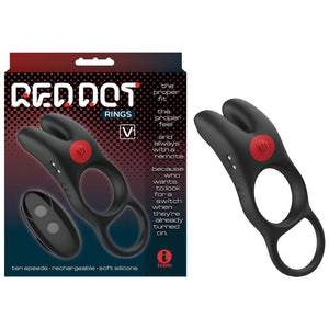 Red Dot Rings - V1 - Vibrating Cock Ring with Remote - Black