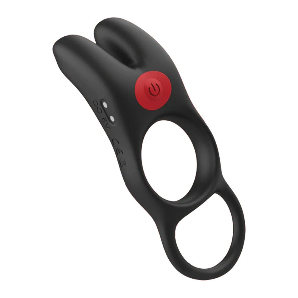 Red Dot Rings - V1 - Vibrating Cock Ring with Remote - Black