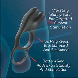 Red Dot Rings - V1 - Vibrating Cock Ring with Remote - Black