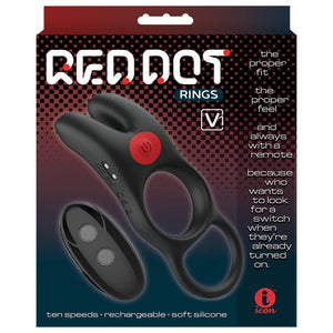 Red Dot Rings - V1 - Vibrating Cock Ring with Remote - Black
