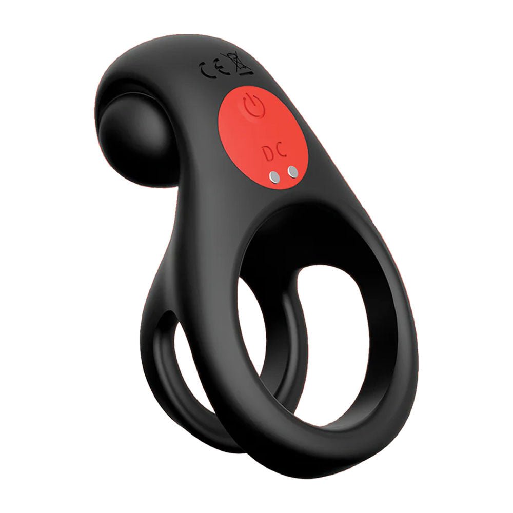 Red Dot Rings - V2 - Vibrating Cock & Ball Ring with Remote - Black