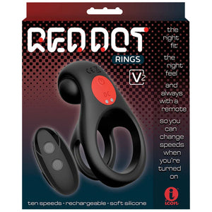 Red Dot Rings - V2 - Vibrating Cock & Ball Ring with Remote - Black