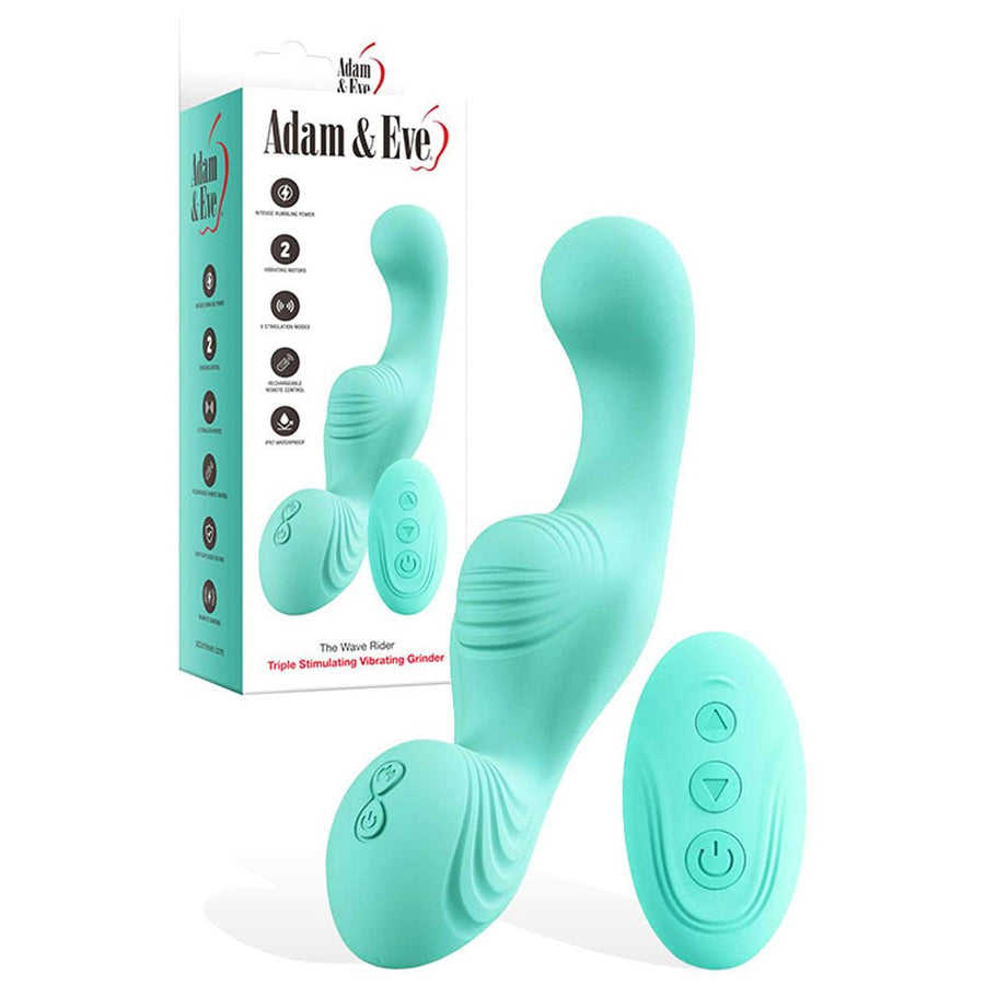 Adam & Eve The Wave Rider -  Triple Grinder Pad with Remote - Teal