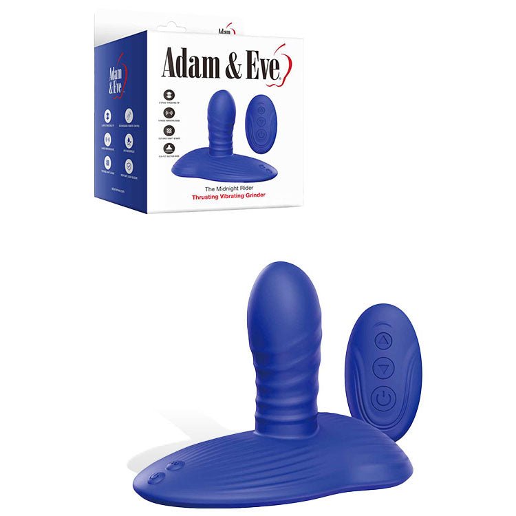 Adam & Eve The Midnight Rider - Thrusting Vibrating Grinder with Remote Control - Blue