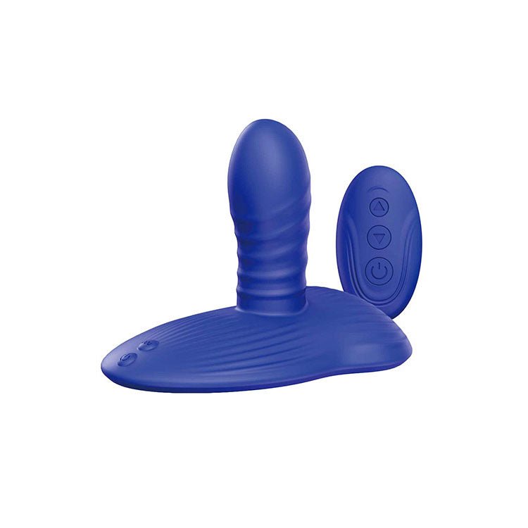 Adam & Eve The Midnight Rider - Thrusting Vibrating Grinder with Remote Control - Blue
