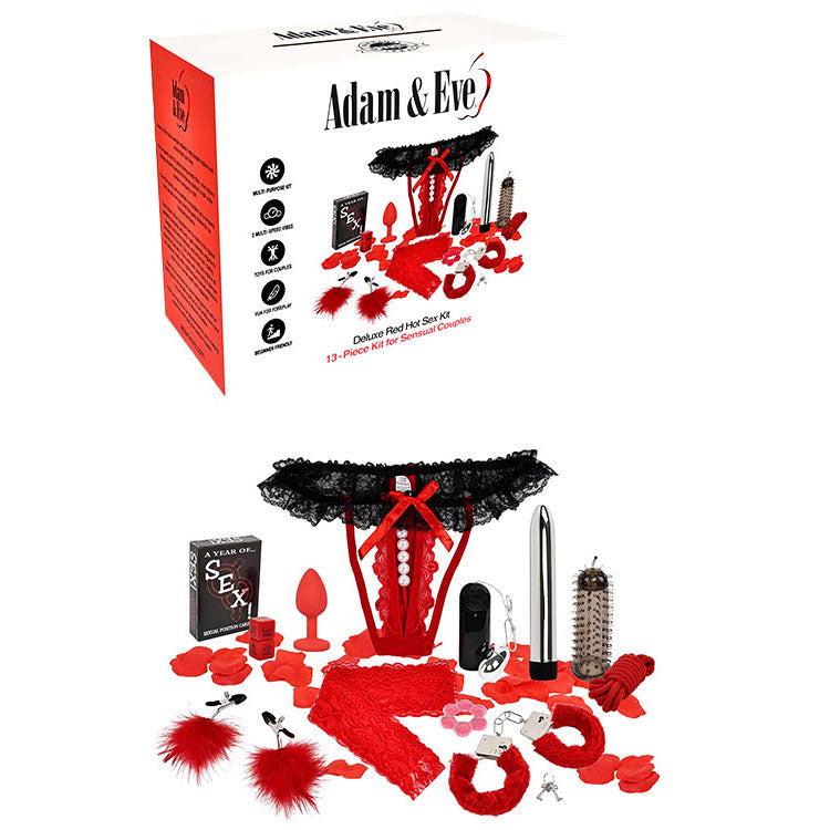 Adam & Eve Deluxed Red Hot Sex Kit - 13 Piece Set
