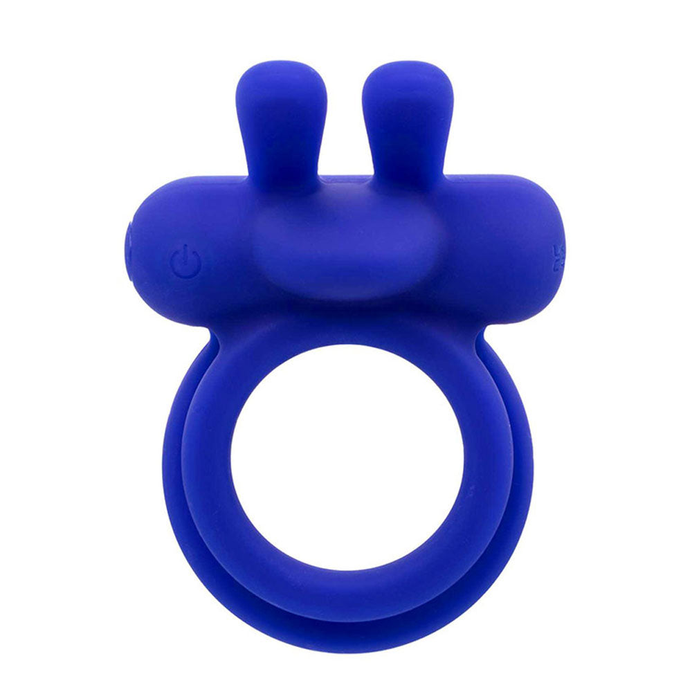 Adam & Eve Rockin Rabbit Vibrating Cock Ring With Remote Control - Blue