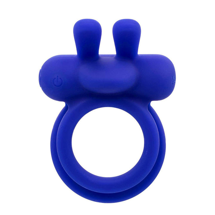 Adam & Eve Rockin Rabbit Vibrating Cock Ring With Remote Control - Blue