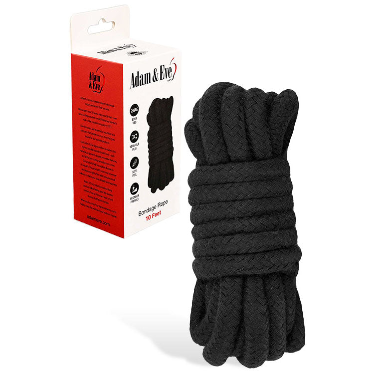 Adam & Eve Black Bondage Rope - 3 Mtrs