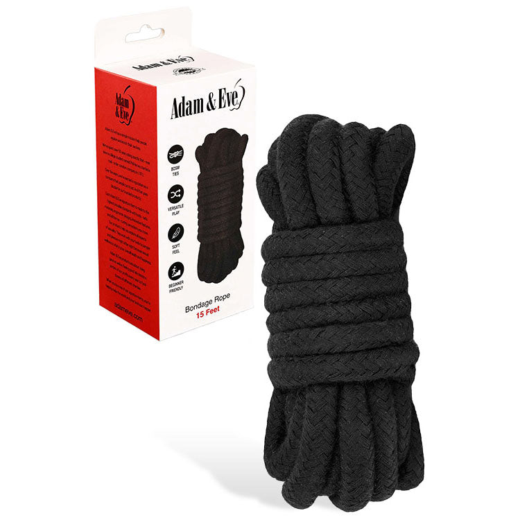Adam & Eve Black Bondage Rope - 4.5 Mtrs