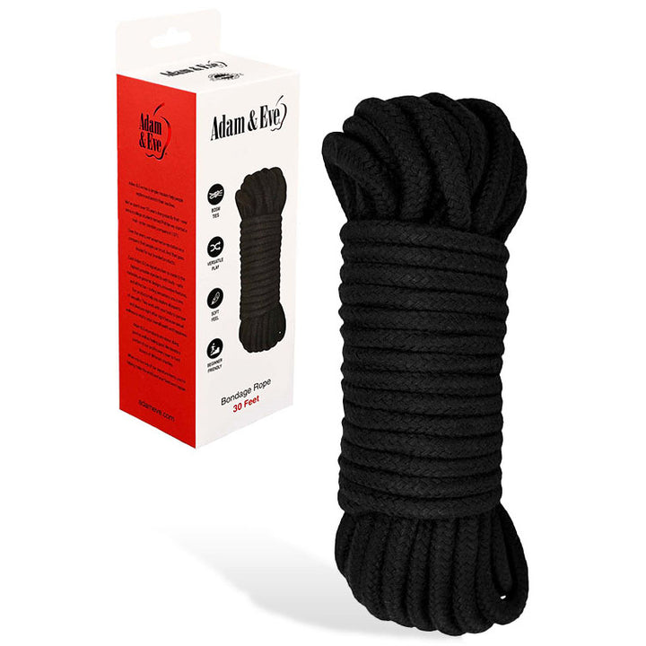 Adam & Eve Black Bondage Rope - 9 Mtrs