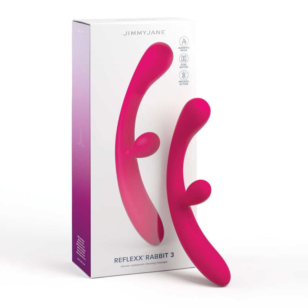 JimmyJane Reflexx Rabbit 3- Dual Stim Plus Warming - Pink