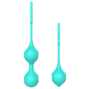Adam & Eve Eves Kegel Hearts - Teal Weighted Kegel Balls - Set of 2