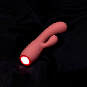 Adam & Eve Groovy Glow-Ups Curvie Rabbit Vibrator - Red