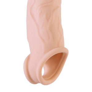 Adam & Eve Adams XL Vibro-Sleeve - Flesh 21.6cm Rechargeable Vibration Penis Extender Sleeve with Remote