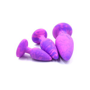 Adam & Eve Colour Swirl Anal Plug Set - Purple/Pink - Set of 3 Sizes