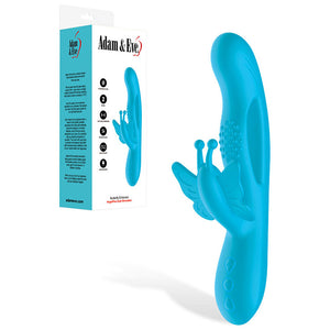 Adam & Eve Butterfly Embrace - Rechargeable Butterfly Vibrator - Blue