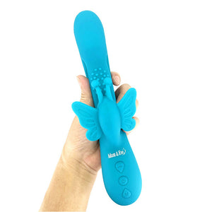Adam & Eve Butterfly Embrace - Rechargeable Butterfly Vibrator - Blue